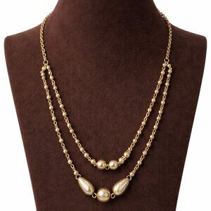 NWT Ann Taylor 13" Gold Tone Double Strand Necklace with 2 1/2" extender
